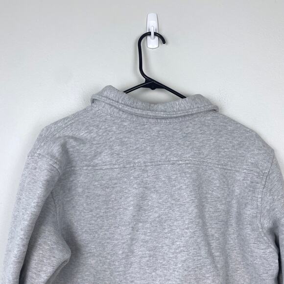 TNA Cozy Fleece‎ Boyfriend Cropped Button Up Heather Gray Shacket Size Medium - Picture 5 of 12